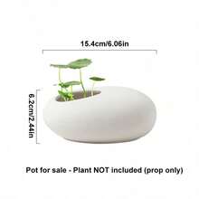 1pc Nordic Style Desktop Ceramic Flower Pot, Minimalist Textured Design. Suitable For Living Room (Placed Next To Sofa), Can Also Be Used As Ashtray, Also Suitable For Balcony Greenery Flower Pot, Seedling Pot, And Office. - Pebble Planter - View 9