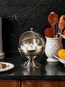 1pc Stainless Steel Roll Top Sugar Jar, Mirror Polished Spherical Sugar Box & Candy Dish With Rotating Lid, Wide Mouth Design, Stable Base, Suitable For Saudi National Day, Halloween, Christmas, Ramadan, Eid, Coffee Bar And Tea Table - Multicolor - View 9