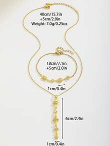 2pcs/Set Gold Sun Star Palm Tree Charm Necklace Bracelet Copper Cubic Zirconia Kids Jewelry For Girls Dainty Daily Wear Party Birthday Gift - Gold - View 5