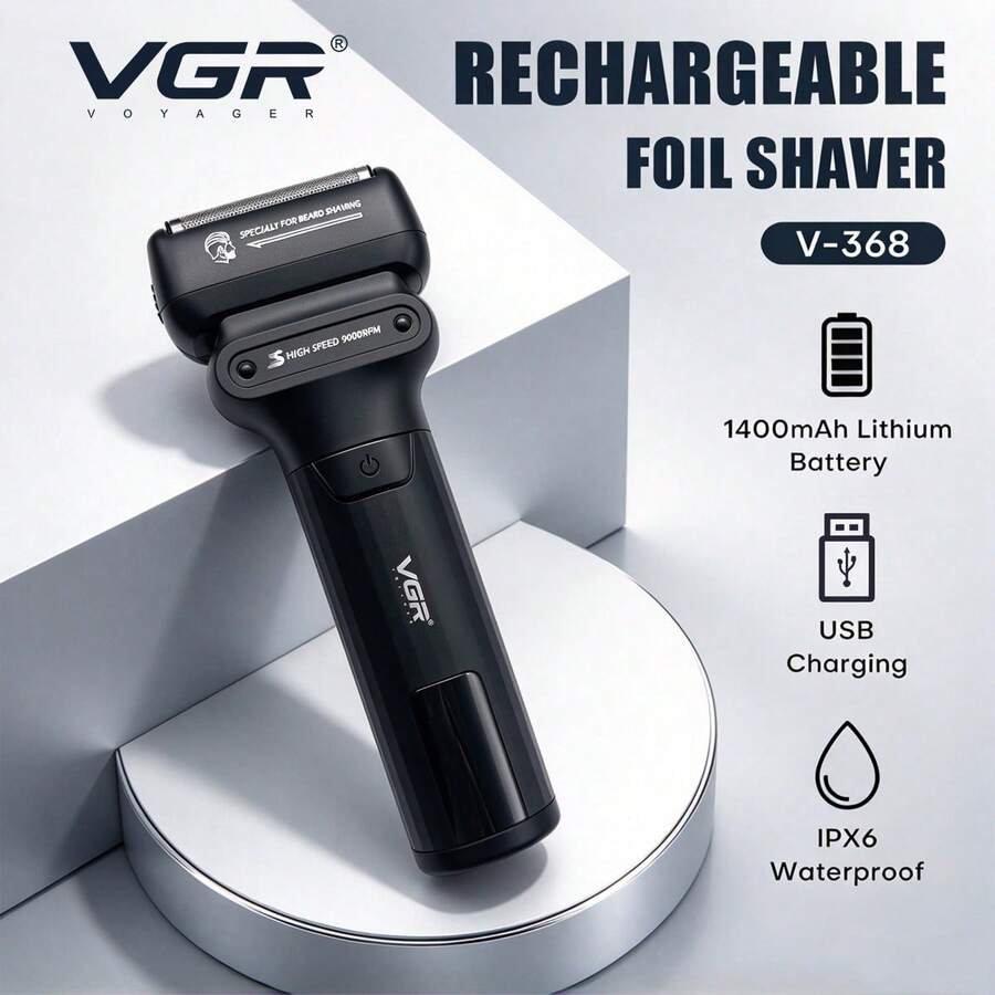 Máy cạo râu điện VGR cho nam, dao cạo điện chống nước có màn hình hiển thị kỹ thuật số, lưỡi dao tịnh tiến 9000RPM, sạc USB, máy cạo râu điện tốt nhất V-368 - Nhiều màu - Xem 1