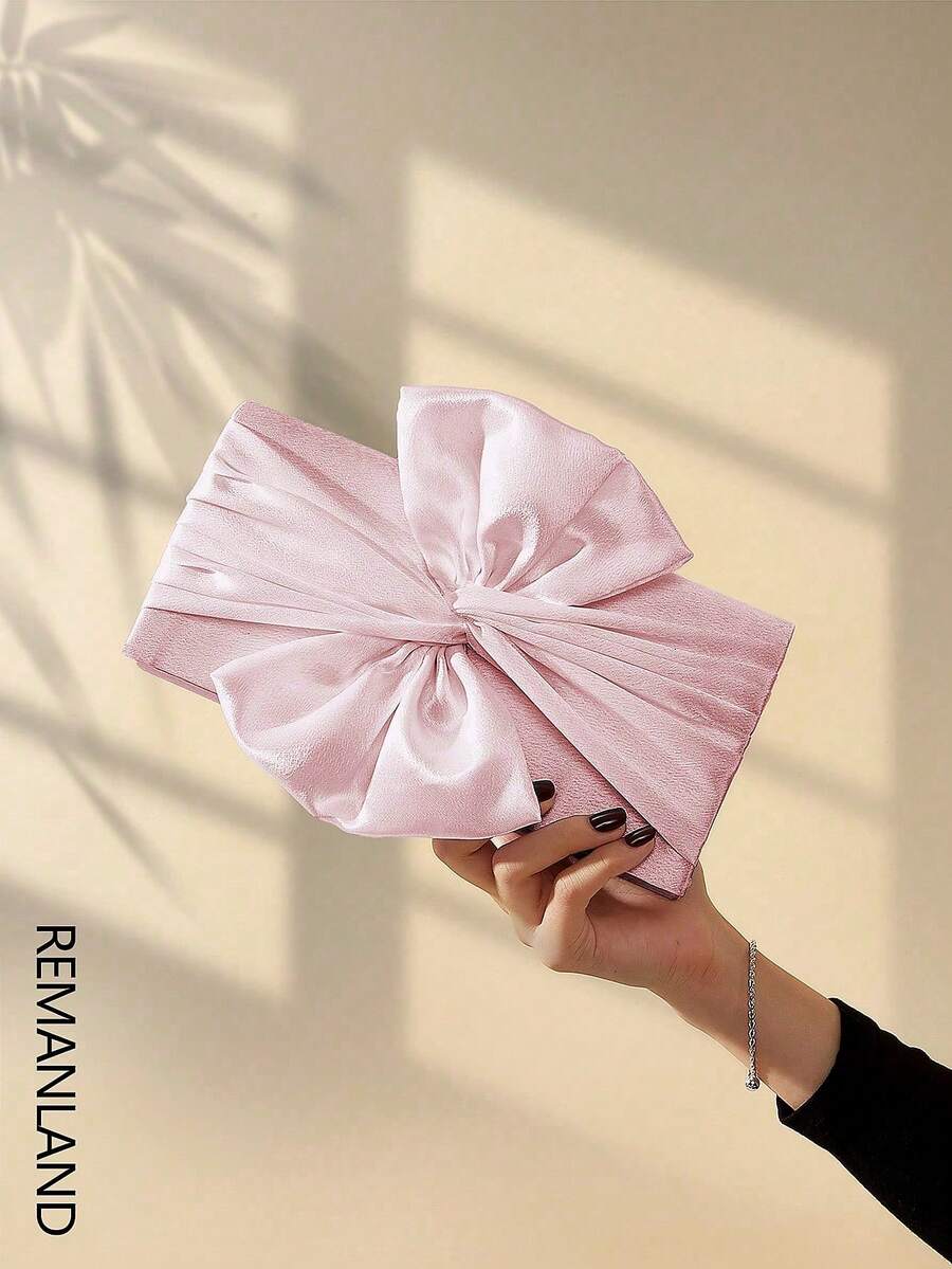 REMANLAND Elegant Satin Solid Color Party Clutch, Luxurious Women's Evening Bag, Suitable For Parties, Dinners And Other Occasions