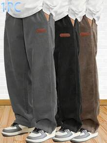 Men's Letter Print Casual Sports Pants, Suitable For 20°C+ Weather, Ideal Gift Choice For Your Boyfriend Or Father - Grey - View 3