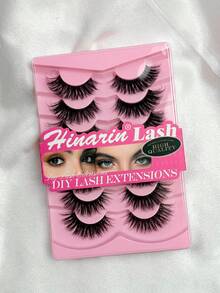 7 Pairs 3D Layered Invisible Band Lashes Faux Fluffy Faux Mink Cat Eye Eyelashes Natural Full False Eyelashes Volumized Eyelash Extension Travel Essentials Makeup Tools Strip Lashes,Lashes,Eyelashes,Fake Lashes - Black - View 2