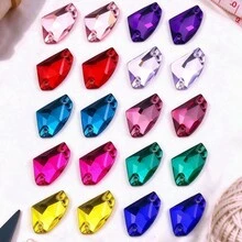 Assorted Shapes, 20pcs/Pack, Mixed Shapes, Flat Back Double Hole Exquisite Glass Rhinestones, Used For Sewing Wedding Dresses, Handbags And Shoes, Jewelry Making, Craft Accessories - Assorted Shapes 20pcs - View 19