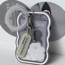 1 cái bao đựng thẻ trong suốt họa tiết sóng gradient chủ đề Back To School, kèm mặt dây chuyền đám mây dễ thương và câu trích dẫn truyền cảm hứng, chất liệu TPU bền, phù hợp làm quà tặng trường học và ngày lễ - Nhiều màu - Xem 2