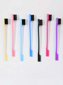 1pc Children's Double-Sided Edge Control Hair Brush, Suitable For Girls, Nylon Bristles, Plastic Bristles, Suitable For All Hair Types, ABS Handle, Makes Hair Smooth And Shiny, Ideal Gift Choice - Multicolor - View 4