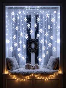 1pc Snowflake Curtain String Lights, Multi-Functional LED Decorative Lights, Suitable For Various Scenes Including Bedroom, Storefront, Window Display, Wedding, Birthday Party, Stage Event, Christmas And Home Decor - Curtain String Lights - View 14