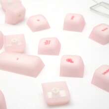 ATTACK SHARK SK01 113 Keys Full Keycaps Set, Double Shot, Cherry Profile, Ergonomic, PC+Silicon Untuk Keyboard Gaming TKL ANSI 21/87/100/104/108 Tombol Tipe Cross Mekanik/Magnetik, Warna Pink - View 7