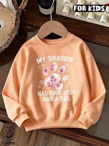 Girls Casual Long Sleeve Crew Neck Sweatshirt, Soft Tween Girl Daily Pullover Tops - Hami Melon Orange - View 1