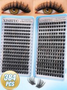XISHIYO 640/544/384pcs D Curl Fluffy False Eyelashes Set, Dense Voluminous DIY Segmented False Eyelashes, Includes Tools, Enlarges Eyes, Lightweight And Reusable, Large Capacity Single Cluster Eyelashes Set, Soft Natural Mixed Style Eyelashes - Multicolor - View 5
