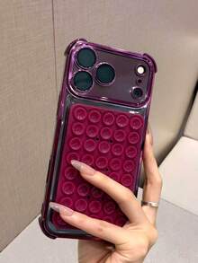 1 Pack Wine Red TPU Case, Electroplated Suction Cup Grip, Daily Use, Gift For Friends, Mom, Besties, Apple17,18. - Cherry Red - View 7