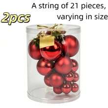 Christmas Hanging Ball String, 21 Mixed-Size Connected Shatterproof Plastic Baubles, Gloss & Matte Double Surface Treatment, Non-Detachable Design, Reusable Holiday Garland For Christmas Tree, Wall, Window, Family Winter Party Decor - A String Of 21 Beads In Various Sizes - View 12