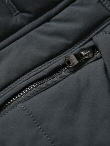Men's Winter Fashion Fleece Collar Padded Coat, Suitable For Daily Commute, Vacation, Gift Giving - Black - View 10