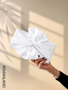 REMANLAND Elegant Satin Solid Color Party Clutch Bag, Luxurious Women's Evening Bag, Suitable For Parties, Evening Events And Other Occasions - White - View 2