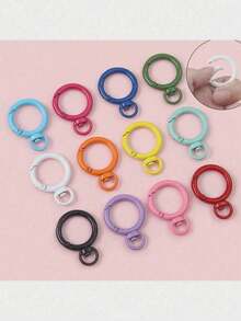 8/15/30/50pcs Random Color O-Ring Spring Buckle Hooks, Metal Carabiner Clips DIY Jewelry Connectors, Suitable For Keychains And Dog Leashes - Round Keychain - View 4