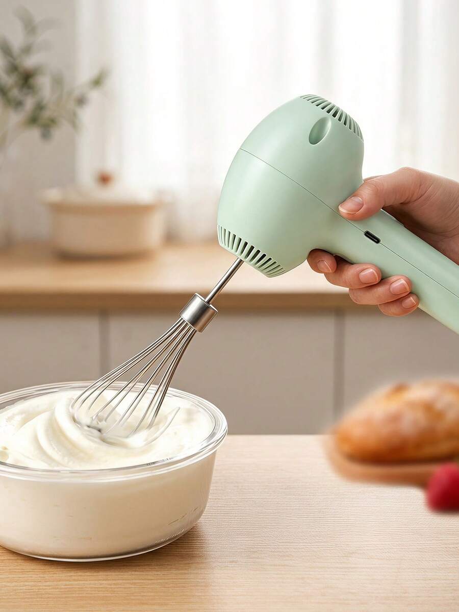 Teckwe Rechargeable Electric Hand Mixer, Portable USB Egg Beater With Stainless Steel Whisk, Mini Cordless Blender For Whipping Cream, Cake, Baking Dessert Kitchen Gadget - Multicolor - View 1
