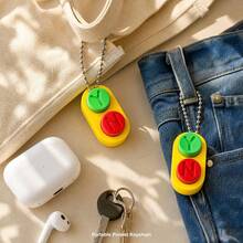 1pc Non-Double Button Stress Relief Keychain, Dual-Color Pop-Up Pressure Release Toy, Pocket Sensory Hand Toy, Daily Backpack Charm, Office Desk Mini Decor, Leisure Social Fidget, Minimalist Collectible Gift, Suitable For Teens And Adults - Multicolor - View 5