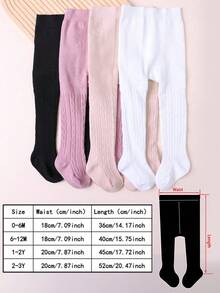 4pcs Pack Girls Elastic Tight Knit Patterned Tights, Soft & Elegant - Multicolor - View 3