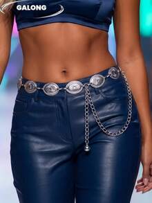 Vintage Heavy-Duty Gold Metal Waist Chain With Carved Round Coin Pendant And Multi-Layer Tassel, Sexy Style For Runway, Party And Vacation - Retro Waist Chain - View 11