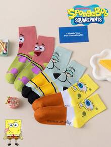 SpongeBob SquarePants 6/3/1 Pair SquarePants Men's Socks, Funny Cartoon Mid-Calf Socks, Winter - Multicolor - View 1