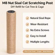 1pc-Natural Jute Cat Scratching Post, Ginger Yellow, Multiple Sizes, Sisal Pole Stable Base Anti-Tip, Cat Claw Care Toy For Kitten & Adult Cats, Furniture Protector - Multicolor - View 11