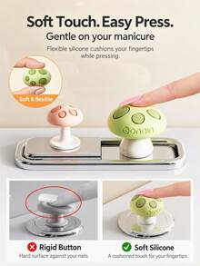 3pcs Cute Mushroom Shaped Silicone Toilet Flush Button, Bathroom Water Tank Switch Presser, Nail Art Dedicated Button, Creative Flush Button - Green - View 3