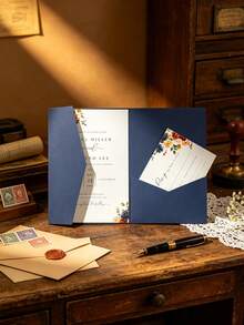 Tri-Fold Pocket Wedding Invitation Sleeves, Simple Invitation Envelopes For Engagement, Quinceañera, Baptism, Etc., DIY Invitations, 5*7 Inch Invitations, Pocket Invitations, Custom Invitations, Christmas Cards - Navy Blue - View 5
