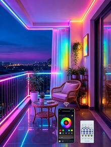 RGBIC LED Light Strip, Optional 39.37 In/196.85 In - Smart LED Bedroom Light, App/Remote Control, Color Changing Music Sync, Gaming Light Neon Strip For Bedroom, Indoor And Outdoor Decoration - Multicolor - View 5