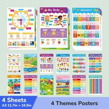 beartale 4Pcs A3 Educational Posters Set For Kids Preschool Early Learning Wall Chart, Alphabet Numbers Days Months Montessori PreK Posters Classroom Decor Teaching Aids, Toddler Kindergarten Baby Back To School Gift , Learning Materials,Halloween,Christmas - Multicolor - View 7