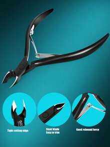 1/2 Inch Black Cuticle Nippers - Professional Stainless Steel Cuticle Nippers, Nail Cuticle Removal Tool, 5mm Jaw - Multicolor - View 4
