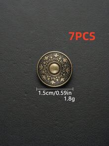 7pcs Vintage Engraved Round Metal Hand Sew Buttons, Embossed Pattern Decorative Sewing Buttons For Suit Coat Jacket Garment DIY Accessories - Multicolor - View 11
