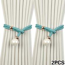 2pcs Curtain Tie Backs With Large Pearl Decor, Luxury Storage Rope Tie Bundling Strap, Curtain Buckle Ring Tie Rope - Multicolor - View 8