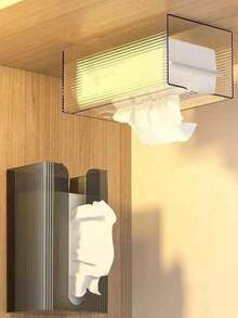 1pc Minimalist Wall-Mounted Tissue Box - Multi-Functional Bathroom Tissue Holder, Fragrance-Free Home Storage, Suitable For Home And Kitchen Wall-Mounted Tissue Storage Box, Fashion Minimalist Style, Kitchen And Living Room Decor Storage And Organization - Multicolor - View 2