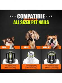 Grinder Upgraded - Professional 2-Speed Electric Rechargeable Pet Nail Trimmer Painless Paws Grooming & Smoothing For Small Medium Large Dogs & Cats Battery Capacity 1200mAh - View 4