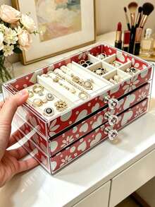 1pc 5-Layer Acrylic Drawer Jewelry Storage Box, Multi-Functional Ring, Earring, Necklace, Watch, Bracelet Display Box, Multi-Compartment Design, Suitable For Jewelry Lovers - Multicolor - View 3