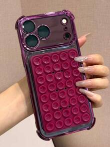 1 Pack Wine Red TPU Case, Electroplated Suction Cup Grip, Daily Use, Gift For Friends, Mom, Besties, Apple17,18. - Cherry Red - View 5