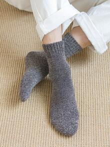 1/3 Pairs Men's Socks, Thickened Thermal Lined Long Tube Towel Socks, Vintage Versatile Solid Color Mid-Calf Terry Socks For Autumn/Winter - Multicolor - View 3