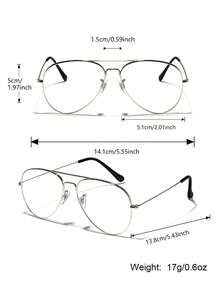 Men's Classic Aviator Double Bridge Silver Metal Wire Optical Eyeglass Frames, Popular Intellectual Geek Clear Lens Glasses, Ultra-Light Large Teardrop Brow Frame Eyewear With Soft Nose Pads, Suitable For Daily Wear, Reading And Photography Props - Multicolor - View 3
