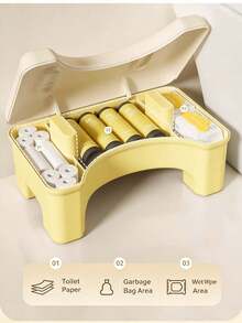 1pc Cute Thickened U-Shaped Squatting Stool, Flip-Top Compartment Storage Box, Multi-Functional Organizer, Toilet Squatting Stool, Bathroom Storage Box, Suitable For Home Bathroom Daily Use, All-Season, Christmas Room Decor - Multicolor - View 4