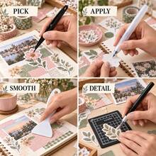 Set Alat Scrapbooking Buatan Tangan 6 Buah, Aksesori Perencana & Kerajinan Kertas DIY Hitam, Termasuk Pinset, Pengikis Kertas, Alas Grid Mini, dan Berbagai Alat Bantu, Cocok untuk Aplikasi Stiker, Pembuatan Kartu, Kolase Album Foto, dan Proyek Scrapbooking - setelan - View 2