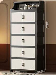 48cm/18.9in Wide Plastic Storage Cabinet, Multi-Layer Foldable Storage Box, Kitchen Sideboard, Kitchen Storage Rack, Living Room Toy Cabinet, Gap Storage Cabinet, Kitchen Narrow Gap Storage Cabinet, Christmas Gift, Storage Box - Black - View 12