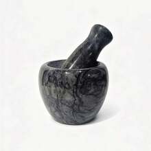 Mortar And Pestle Set – Marble Grinding Bowl Container, Suitable For Guacamole, Spices, Salsa, Garlic Sauce, Herbs – Best Garlic Crusher, Spice And Pill Crusher Set - Black - View 9