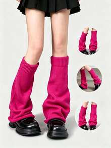 1 Pair Solid Color Knee-High Socks, Women's Knitted Warm Socks, Y2K Subculture Style, JK Socks, 6 Colors, Suitable For Autumn/Winter Matching - Multicolor - View 16
