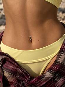 1PC 925 Sterling Silver Reverse Belly Button Ring Cubic Zirconia Curved Barbell Anti-Allergy Navel Piercing Body Jewelry - Single - View 3