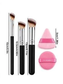 Makeup Brush Set, Soft Face Makeup Brushes With Black Handles, Angled, Flat And Rounded Brush Heads For Foundation, Blush, Powder And Concealer, Cosmetic Brushes For Women, Girls, Beginners, Daily Makeup And Travel - Multicolor - View 7