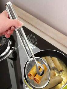 2/1pc Stainless Steel Perforated Strainer/Soup Spoon, Deep Fry Oil Filter Spoon, Food Oil Drainer, Tofu Powder Filter - Multicolor - View 10