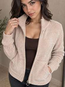 Women Cardigans - Gold - View 3