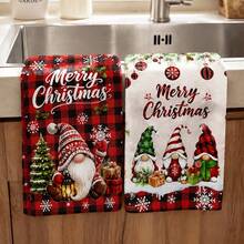 2pcs/Set, 18x26in Christmas Berry & Flower Pattern Towel Set, Quick Dry Kitchen Cleaning Cloth, Soft Absorbent Towel Set, Kitchen Decor, Home Decor, Christmas Decoration, Christmas Gift For Friends - Red and White - View 2