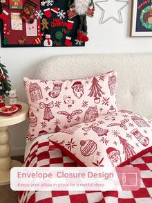 HONEYMOON 2pcs Christmas Themed Printed Pillowcases, 100% Polyester Lightweight Cloud-Like Fabric, Exquisite Print, No Pillow Insert, Soft And Breathable, Wrinkle-Resistant, Envelope Closure, Suitable For Home, Dorm, Sofa, Machine Washable - Multicolor - View 5