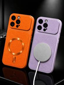 MewTrek Luxury Litchi Texture PU Leather Phone Case, Metal Ring Sticker, Large Camera Hole, Full Coverage Shockproof Anti-Drop Protective Shell, Suitable Compatible With Iphone, Suitable Compatible With Samsung Galaxy Honor, Suitable Compatible With Xiaomi Reno MOTO - Purple - View 4